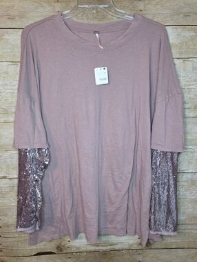 Free People Layered Sequin Tee, L